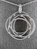 LARGE .18CT DIAMOND 18K WHITE GOLD 3D MESH MULTI ROW INTERTWINING FLOWER PENDANT
