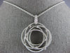 LARGE .18CT DIAMOND 18K WHITE GOLD 3D MESH MULTI ROW INTERTWINING FLOWER PENDANT