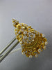 LARGE 1.50CT DIAMOND 22KT YELLOW GOLD FILIGREE FLORAL CLIP ON HANGING EARRINGS