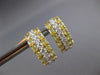 WIDE 5.62CT WHITE & CANARY DIAMOND 18K WHITE GOLD 3 ROW CLIP ON HANGING EARRINGS