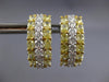 WIDE 5.62CT WHITE & CANARY DIAMOND 18K WHITE GOLD 3 ROW CLIP ON HANGING EARRINGS