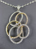 ESTATE LARGE 1.47CT DIAMOND 18KT TRI COLOR GOLD CIRCULAR OVAL LOVE KNOT PENDANT