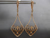 LARGE 1.30CT DIAMOND 14KT ROSE GOLD 3D OPEN FILIGREE TEAR DROP HANGING EARRINGS