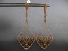 LARGE 1.30CT DIAMOND 14KT ROSE GOLD 3D OPEN FILIGREE TEAR DROP HANGING EARRINGS
