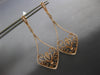 LARGE 1.30CT DIAMOND 14KT ROSE GOLD 3D OPEN FILIGREE TEAR DROP HANGING EARRINGS