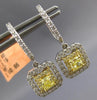 1.71CT WHITE & FANCY YELLOW DIAMOND 18KT 2 TONE GOLD 3D DOUBLE SQUARE EARRINGS