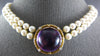 EXTRA LARGE 30.16CT AAA AMETHYST & SOUTH SEA PEARL 14KT 2 TONE GOLD 3D NECKLACE