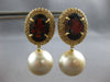 EXTRA LARGE 18CT DIAMOND & AAA GARNET & SOUTH SEA PEARL 18K YELLOW GOLD EARRINGS
