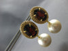 EXTRA LARGE 18CT DIAMOND & AAA GARNET & SOUTH SEA PEARL 18K YELLOW GOLD EARRINGS