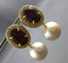 EXTRA LARGE 18CT DIAMOND & AAA GARNET & SOUTH SEA PEARL 18K YELLOW GOLD EARRINGS