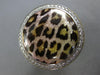 EXTRA LARGE .68CT DIAMOND & ENAMEL 18KT 2 TONE GOLD 3D CIRCULAR LEOPARD FUN RING
