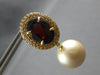 EXTRA LARGE 18CT DIAMOND & AAA GARNET & SOUTH SEA PEARL 18K YELLOW GOLD EARRINGS