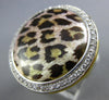EXTRA LARGE .68CT DIAMOND & ENAMEL 18KT 2 TONE GOLD 3D CIRCULAR LEOPARD FUN RING