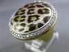 EXTRA LARGE .68CT DIAMOND & ENAMEL 18KT 2 TONE GOLD 3D CIRCULAR LEOPARD FUN RING