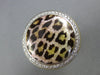 EXTRA LARGE .68CT DIAMOND & ENAMEL 18KT 2 TONE GOLD 3D CIRCULAR LEOPARD FUN RING