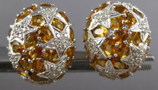 EXTRA LARGE 8.38CT DIAMOND & AAA CITRINE 18KT WHITE GOLD OVAL CLIP ON EARRINGS