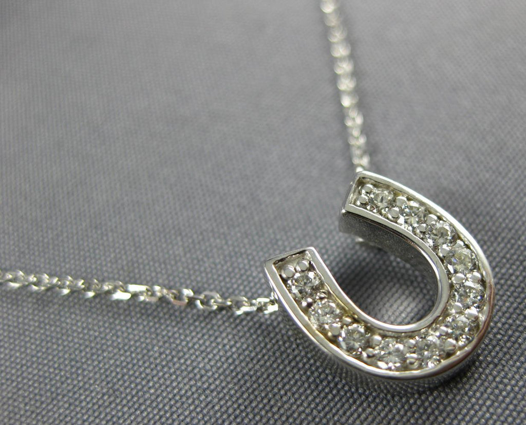 ESTATE .20CT DIAMOND 14KT WHITE GOLD 3D HORSE SHOE LUCKY FUN