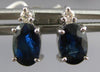 ESTATE 1.51CT DIAMOND & AAA SAPPHIRE 14KT WHITE GOLD ROUND & OVAL STUD EARRINGS