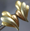 ESTATE 14KT WHITE YELLOW AND ROSE GOLD 3D MULTI LEAF CLASSIC STUD EARRINGS
