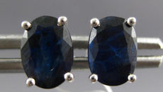 ESTATE 1.98CT AAA SAPPHIRE 14KT WHITE GOLD OVAL SOLITAIRE CLASSIC STUD EARRINGS