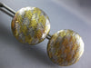 ESTATE LARGE 18KT YELLOW GOLD AND SILVER 3D ROUND CLIP ON CLASSIC EARRINGS