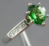 ESTATE .57CT DIAMOND & AAA TSAVORITE 14KT WHITE GOLD 3D CLASSIC ENGAGEMENT RING