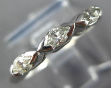 ESTATE .11CT DIAMOND 14K WHITE GOLD 3D MARQUISE 3 STONE WEDDING ANNIVERSARY RING