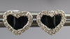 ESTATE .59CT DIAMOND & AAA SAPPHIRE 14KT WHITE GOLD 3D HEART SHAPE STUD EARRINGS