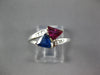 ESTATE 1.41CT DIAMOND AAA RUBY & SAPPHIRE 10K WHITE GOLD 3D CRISS CROSS FUN RING