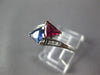 ESTATE 1.41CT DIAMOND AAA RUBY & SAPPHIRE 10K WHITE GOLD 3D CRISS CROSS FUN RING