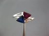 ESTATE 1.41CT DIAMOND AAA RUBY & SAPPHIRE 10K WHITE GOLD 3D CRISS CROSS FUN RING