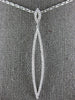 ESTATE LARGE .34CT DIAMOND 18KT WHITE GOLD ELONGATED OPEN MARQUISE SHAPE PENDANT