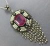 4.9CT TOURMALINE & SOUTH SEA PEARL 925 SILVER & 14K YELLOW GOLD ART DECO PENDANT