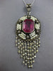 4.9CT TOURMALINE & SOUTH SEA PEARL 925 SILVER & 14K YELLOW GOLD ART DECO PENDANT