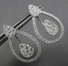 ESTATE LARGE 2.44CT DIAMOND 18K WHITE GOLD 3D CLUSTER TEAR DROP HANGING EARRINGS