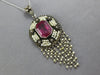 4.9CT TOURMALINE & SOUTH SEA PEARL 925 SILVER & 14K YELLOW GOLD ART DECO PENDANT