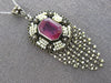 4.9CT TOURMALINE & SOUTH SEA PEARL 925 SILVER & 14K YELLOW GOLD ART DECO PENDANT