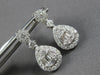 ESTATE 1.41CT DIAMOND 18K WHITE GOLD ROUND & BAGUETTE TEAR DROP HANGING EARRINGS