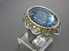 7.25CT WHITE & FANCY YELLOW DIAMOND & BLUE TOPAZ 14K WHITE GOLD OVAL FLOWER RING