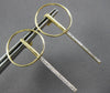 ESTATE LARGE .13CT DIAMOND 14KT YELLOW GOLD 3D CIRCULAR BAR FUN HANGING EARRINGS