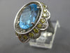 7.25CT WHITE & FANCY YELLOW DIAMOND & BLUE TOPAZ 14K WHITE GOLD OVAL FLOWER RING