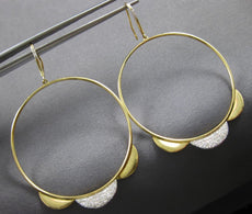 ESTATE LARGE .33CT DIAMOND 14KT YELLOW GOLD SUNFLOWER LEVERBACK HANGING EARRINGS