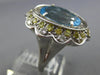 7.25CT WHITE & FANCY YELLOW DIAMOND & BLUE TOPAZ 14K WHITE GOLD OVAL FLOWER RING