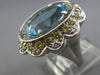 7.25CT WHITE & FANCY YELLOW DIAMOND & BLUE TOPAZ 14K WHITE GOLD OVAL FLOWER RING