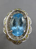 7.25CT WHITE & FANCY YELLOW DIAMOND & BLUE TOPAZ 14K WHITE GOLD OVAL FLOWER RING