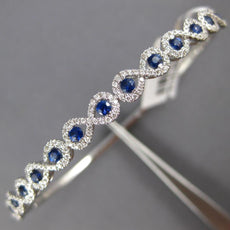 1.39CT DIAMOND & AAA SAPPHIRE 18KT WHITE GOLD 3D SEMI ETENRITY BANGLE BRACELET