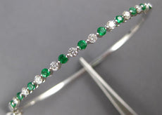 1.15CT DIAMOND & AAA EMERALD 18K WHITE GOLD SHARE PRONG ETENRITY BANGLE BRACELET