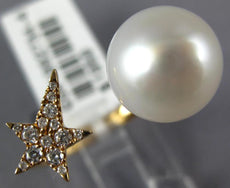 ESTATE .12CT DIAMOND & AAA SOUTH SEA PEARL 18KT YELLOW GOLD 3D CLASSIC STAR RING