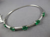 4.08CT DIAMOND & AAA EMERALD 18K WHITE GOLD 3D OVAL & ROUND LOVE BANGLE BRACELET