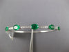 4.08CT DIAMOND & AAA EMERALD 18K WHITE GOLD 3D OVAL & ROUND LOVE BANGLE BRACELET